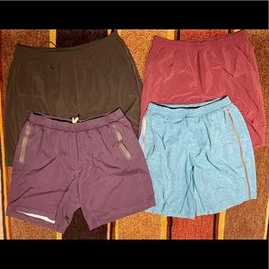 Lot of 4 pair of size large Lululemon shorts, 9”
